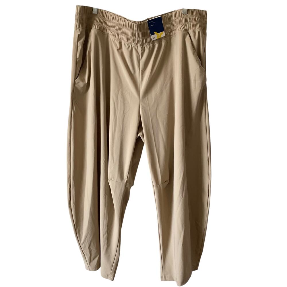 NEW OLD NAVY Tan High Rise Sleek Tech Go Dry Cropped Pants Size 2X Athleisure